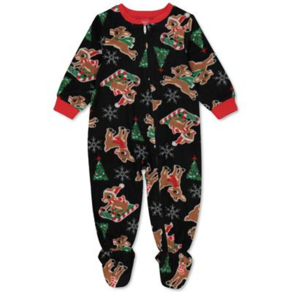 Briefly Stated Unisex Baby 1-Pc. Christmas Rudolph Footie Family Pajama - 12Mon